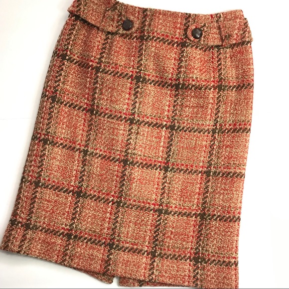 Talbots orange wool tweed lined skirt - Picture 2 of 10